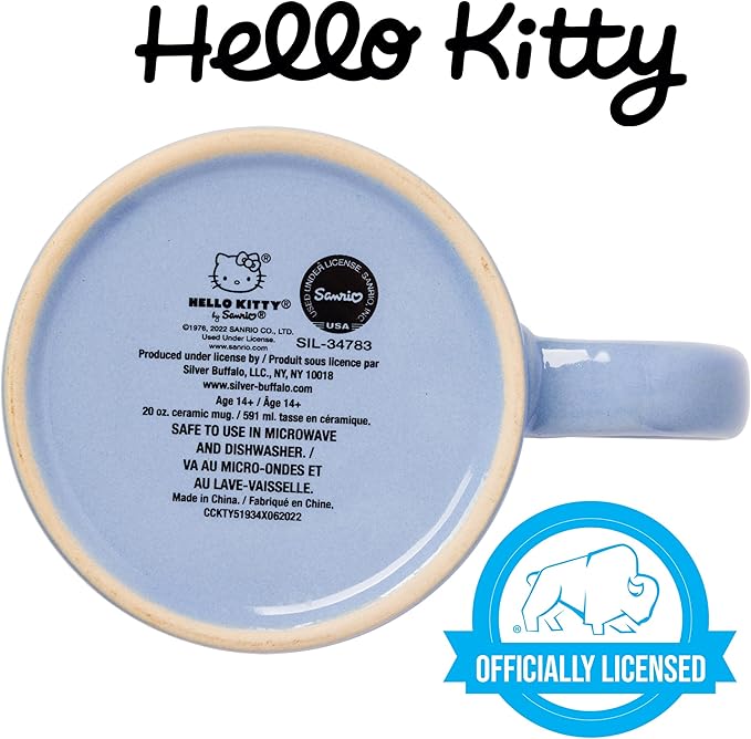 Silver Buffalo Sanrio Hello Kitty Wax Resist Ceramic Mug, 20 Ounces