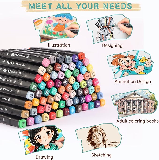 Alcohol Markers, 120 Colors Dual Tip Permanent Art Markers, Drawing Marker, Coloring Marker for Book Painting Card Making for Adults Kids.