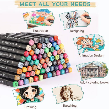 Alcohol Markers, 120 Colors Dual Tip Permanent Art Markers, Drawing Marker, Coloring Marker for Book Painting Card Making for Adults Kids.