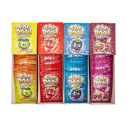 Tiltay Pop Boom Popping Candy – 4 Flavor Assortment, Strawberry, Cherry Cola, Green Apple, Blue Raspberry - 12 Packs