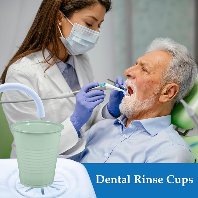 Henry Schein Disposable Cups, 5 oz, Green (200 Count) – Dental Rinse Cups, Double-Coated for Durability, Latex-Free, Embossed Grip, Ideal for Medical, Office, and Event Use