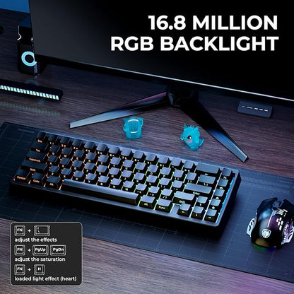 HITIME x XVX M67 60% Keyboard USB Wired Gaming Keyboard with Phantom Keycaps, QMK/VIA Support, Hot-Swappable, RGB Backlit, Gasket Structure, Creamy Pre-lubed ICE Switches, Black