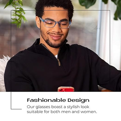 Readerest 0.75 Blue Light Reading Glasses - Lightweight Computer Glasses - Eye Strain, UV Glare Protection (Blue+Clear)