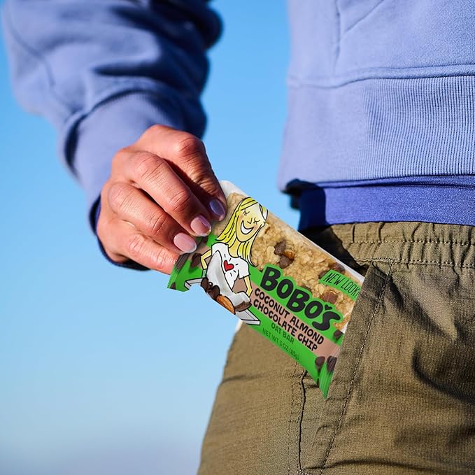 Bobo's Coconut Almond Chocolate Chip Oat Bars, Gluten Free, Non-GMO, Whole Grain Oats, Pack of 12 | Snack Bars | On-the-Go | Made with Simple Ingredients