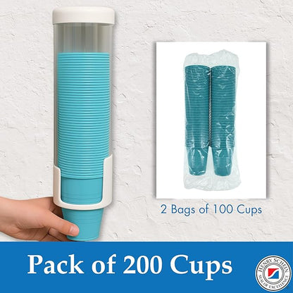 Henry Schein Disposable Cups, 5 oz, Blue (200 Count) – Dental Rinse Cups, Double-Coated for Durability, Latex-Free, Embossed Grip, Ideal for Medical, Office, and Event Use