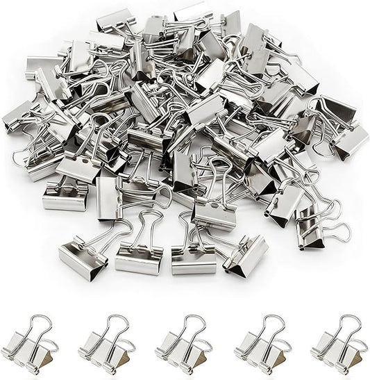 100 Pack Mini Silver Binder Clips 5/8 Inch (15 mm), Colored Little Paper Clamps, Small Tiny Micro Size Paper Clips for Office Home School Business 0.6"