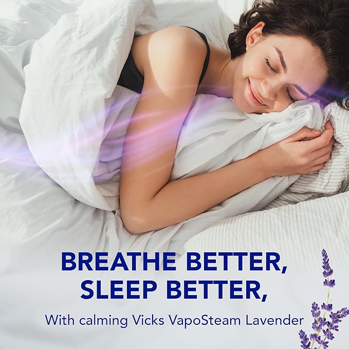 Vicks VapoSteam Lavender, Medicated Liquid Camphor Cough Suppressant, Helps with Cough Relief, Relaxation, and Comfortable Sleep, Compatible with Vicks Humidifiers & Vaporizers, 8 Oz