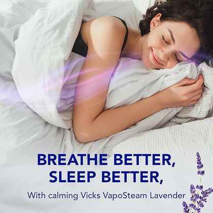 Vicks VapoSteam Lavender, Medicated Liquid Camphor Cough Suppressant, Helps with Cough Relief, Relaxation, and Comfortable Sleep, Compatible with Vicks Humidifiers & Vaporizers, 8 Oz