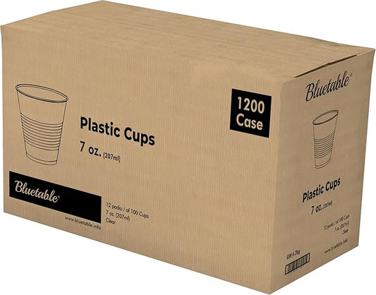 Plastic Cups Bulk Disposable Clear Cup 7 oz - (1200 Count) BPA-Free - Good For Cold Drinks, Party Cup, Water Cooler Dispenser, Transparent Cups for Water, Juice, Ice Tea, Soda [1200 Pack/Case]
