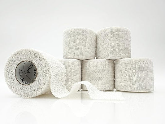 PowerFlex – Self-Adhering Sports Wrap for Injury Prevention & Post-Injury Stability – Medical-Grade, Sweat & Water Resistant First Aid Wrap for Athletes - White, 2 inch, 6 Rolls