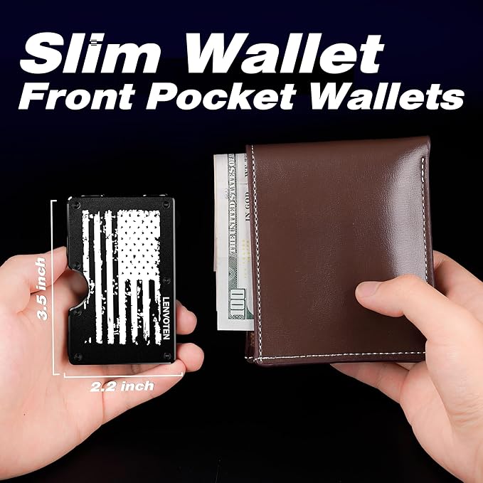 Upgraded Hinged Minimalist Wallet for Men | Slim Metal RFID Blocking Wallet | Credit Card Holder & Money Clip Holds 20 Cards | Premium Scratch-Resistant Finish | Ideal Gift for Men