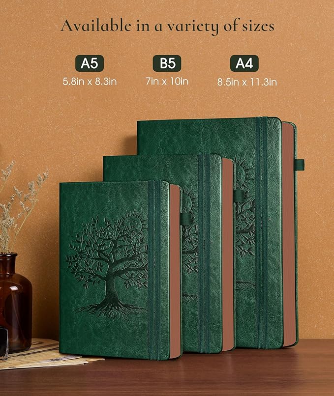 Vintage Leather Journal - 300 Page Lined Journal Notebook with Numbered Pages,A5 Notebook for Women Men,Travel Diary,Daily Journal for Writing, Note Taking, School & Work (5.8" x 8.3")