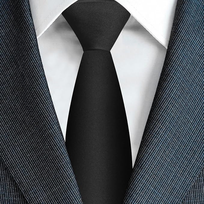 Men's Ties Solid Pure Color 3.15" (8CM) Necktie Plain Formal Business Wedding Black Ties For Men