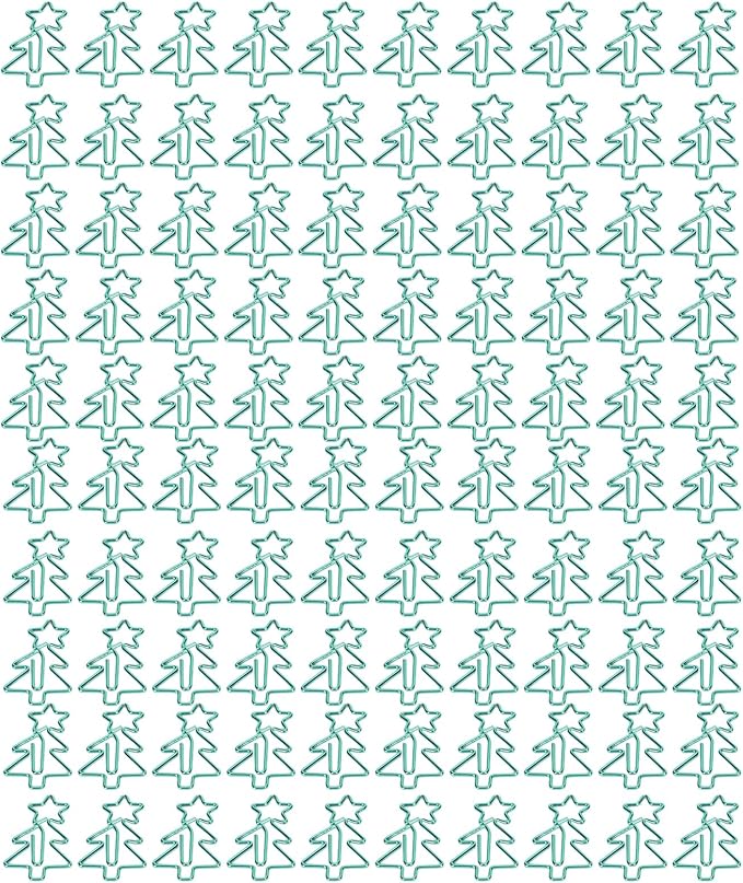 Tree Shape Paper Clips, 100pcs Cute Paperclips, Decorative Non Slip Bookmark Paperclips for School Home, Electroplating Process for Lasting Use, Includes Storage Box