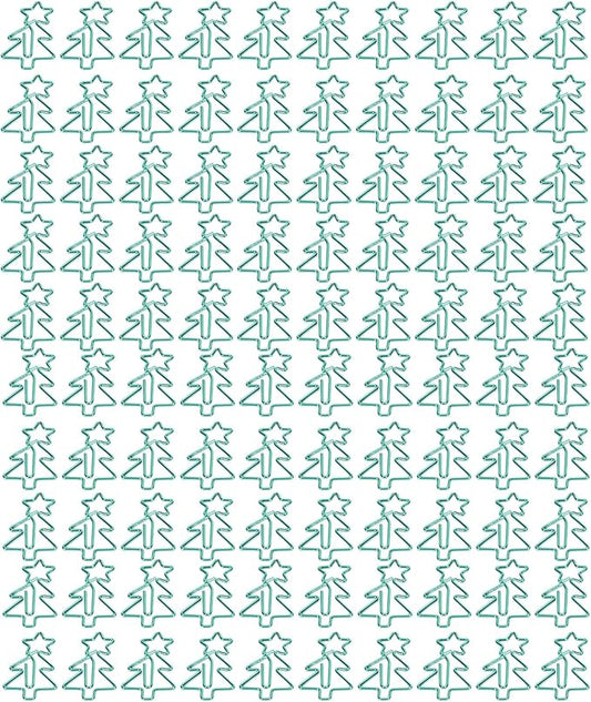 Tree Shape Paper Clips, 100pcs Cute Paperclips, Decorative Non Slip Bookmark Paperclips for School Home, Electroplating Process for Lasting Use, Includes Storage Box