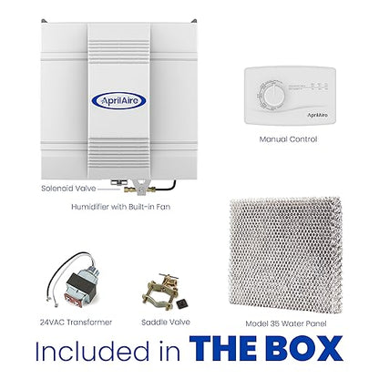AprilAire 700M Whole-House Fan Powered Humidifier, Manual Control, Large Capacity, Up to 5,300 Sq. Ft., 18GPD, Gray