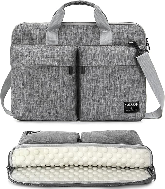 KINGSLONG 14 inch Laptop Bag with Shoulder Strap, Messenger Bag,Slim Computer Carrying Case Notebook Handbag for Men Women Fit for Acer Asus Lenovo HP Toshiba, Gray