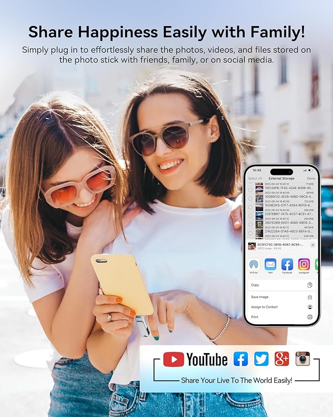MFi Certified Flash Drive 256GB for iPhone USB Memory Stick, USB Stick High Speed Thumb Drives Photo Stick External Storage for iPhone/iPad/Android/PC