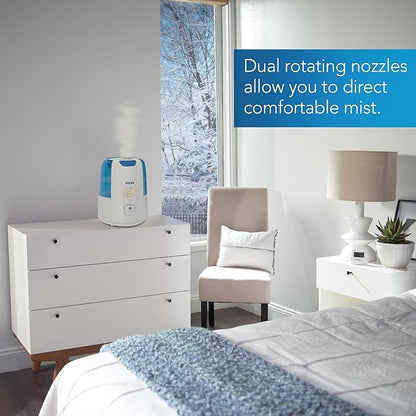 Vicks Dual Comfort Cool + Warm Mist Humidifier for Bedrooms With Fusion Technology, Compatible with Vicks VapoPads and Vicks VapoSteam, White