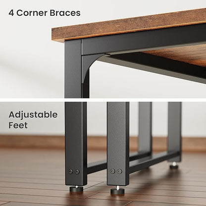 Huuger 63 x 31.5 inch Desk with Power Outlets & USB-C, 1.2 Inch Thicker Desktop, Robust Metal Tubes, Deep Computer Desk, Heavy Duty Office Desk, Work Desk, Rustic Brown and Black