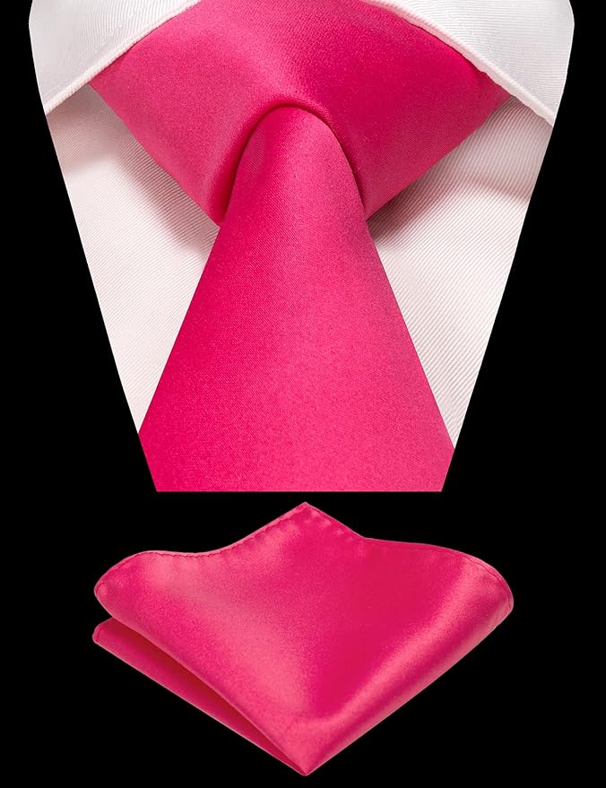 RBOCOTT Solid Color Tie and Pocket Square Hankerchief with Lapel Pin Set for Men