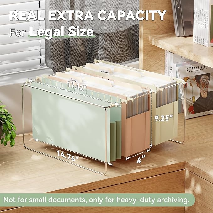 Plastic Legal Size Hanging File Folders Extra Capacity,4" Expanding Pocket,6 Pack Legal Expandable Large Pastel Hanging Folders with Tabs,Heavy Duty Filing Cabinet Folders for Bulky Files