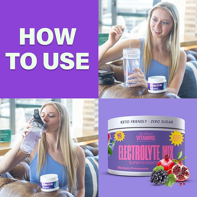 Dr. Price’s Electrolytes Powder Bulk | Blueberry Pomegranate 90 Servings | Sugar Free Hydration Powder with 72+ Trace Minerals | Keto, Vegan, Electrolyte Drink Mix | Doctor-Formulated, Made in USA