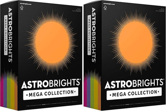 Astrobrights Mega Collection, Colored Paper, Joyful" 5-Color Assortment, 625 Sheets, 24 lb/89 gsm, 8.5" x 11" - MORE SHEETS! (91624) (Pack of 2)
