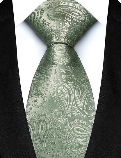 JEMYGINS Mens Paisley Tie and Lapel Pin Necktie Pocket Square and Tie Clip with Sets for Business Casual 4PCS