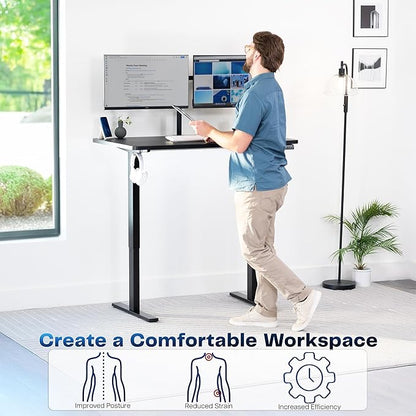 VIVO Electric 48 x 30 in Standing Desk, Memory Height Adjustment, 1B Series, One-Piece Black Top, Black Frame, DESK-KIT-1B5B