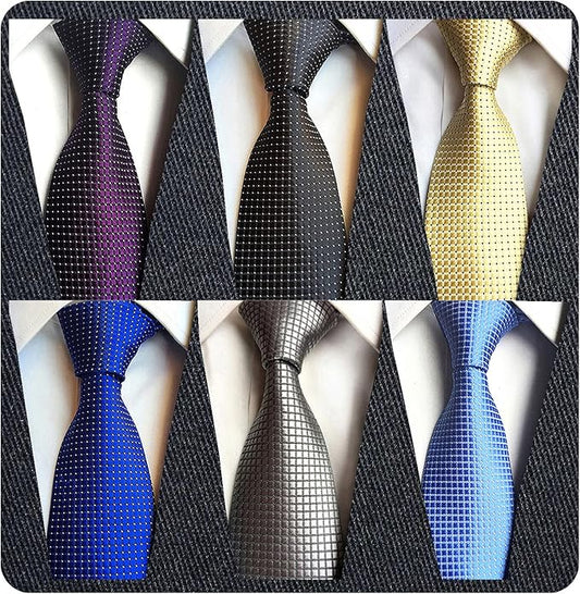Adulove Men's Necktie Classic Silk Tie Woven Jacquard Neck Ties 6 PCS