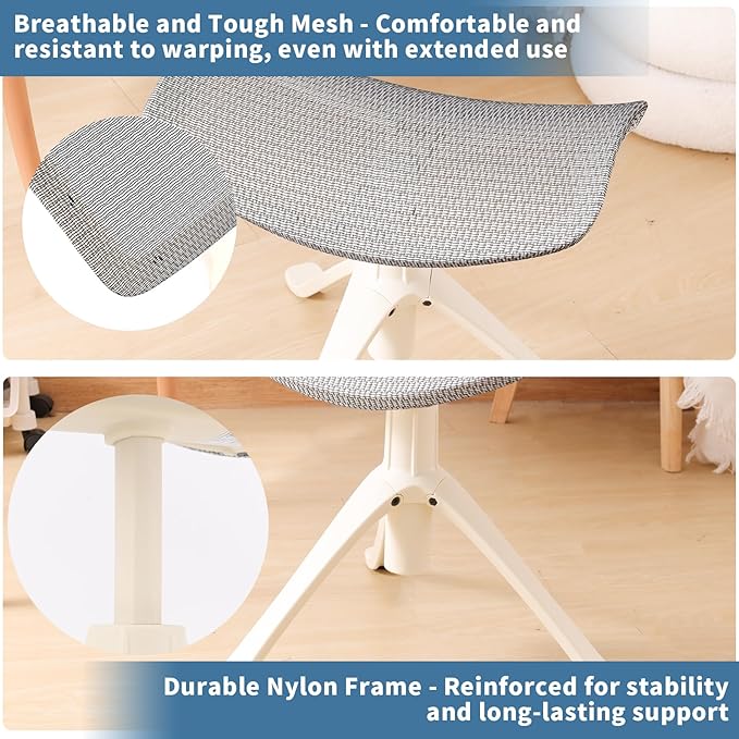 Under Desk Footrest, 2-in-1 Height Adjustable Rotatable Ergonomic Under Desk Foot Rest Ottoman, Rolling Leg Rest Stool with Breathable Mesh and Nylon Frame for Home Office