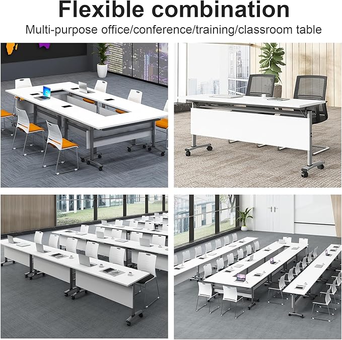 Folding Conference Room Table,Flip Top Mobile Training Table,Mobile Training Tables with Wheels for Office Conference tables Training Rooms Foldable Meeting Tables (30pack 55.1 x 21.6 x 29.5inch)