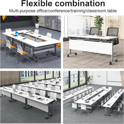 Folding Conference Room Table,Flip Top Mobile Training Table,Mobile Training Tables with Wheels for Office Conference tables Training Rooms Foldable Meeting Tables (30pack 55.1 x 21.6 x 29.5inch)
