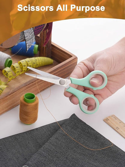 Craft Scissors Set of 4, Stainless Stee Blades, Sharp, Comfort Grip, Scissors All purpose for Office School Home Fabric Sewing DIY Craft Cutting, 8.5''/7.5''/6.7''/5.5'', Green