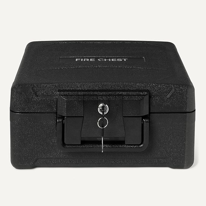 Amazon Basics Fire Chest with Mechanical Key, 0.39 cu. ft, Black