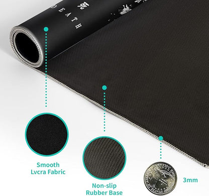 Black and White Japanese Cherry Blossom Gaming Mouse Pad Sakura Death Life Flower Mat 31.5x11.8 Inch Texture Non-Slip Rubber Base Mousepad Stitched Edges Keyboard Desk Pad for Office Home Game