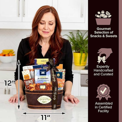 Broadway Basketeers Sympathy Care Package Gift Basket of Chocolates & Sweets.Send Condolences & Well Wishes with Beautiful Basket Enjoy Large Assortment of Sweets & Savory,Perfect for Mom Dad Friends
