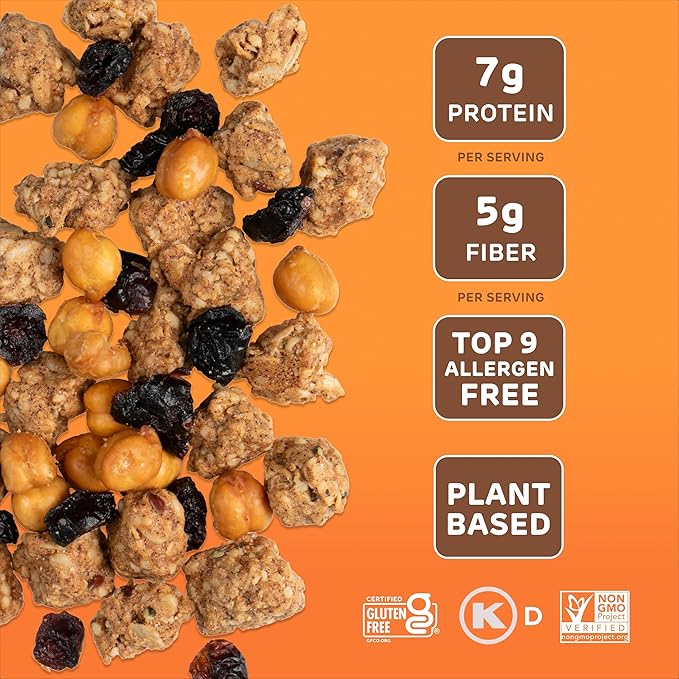 Absurd Snacks Chickpea & Granola Crunch Mix, Nut-Free, Gluten-Free, Plant-Based, Good Source of Protein & Fiber, Top-9 Allergen Free Snack Mix - 8-Pack (1.5 ounce, 8 servings) (8 Pack, Maple Cinnamon)