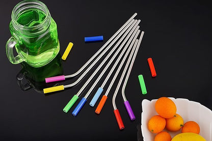 20 Pack Reusable Stainless Steel Metal Straws,10.5" & 8.5" Reusable Drinking Straws with 20 Silicone Tips 5 Straw Brushes 1 Travel Case,Eco Friendly Extra Long Metal Straw Fit for 20 24 30 oz Tumbler