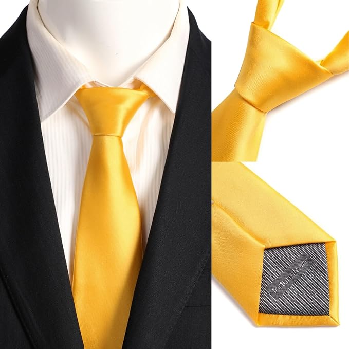 Mens Solid Satin Mens Tie With Hanky,Handmade Neckties For Men