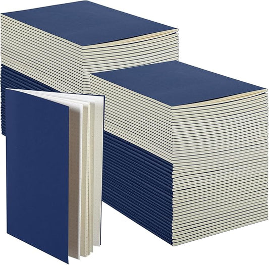 Mimorou 100 Pcs Kraft Notebook Journals 5.5 Inch x 8.3 Inch A5 Softcover Notebooks Bulk for Writing Sketch Office Notepad with 60 Pages 30 Sheets (Navy,Dot)