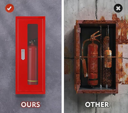 Fire Extinguisher Cabinet ,Wall Mount Fire Extinguisher Box ,Surface Mounted,25-9/16" H x 9-13/16" W x 6-7/8" D Heavy Duty Fire Extinguisher Mount Stainless Steel (red)