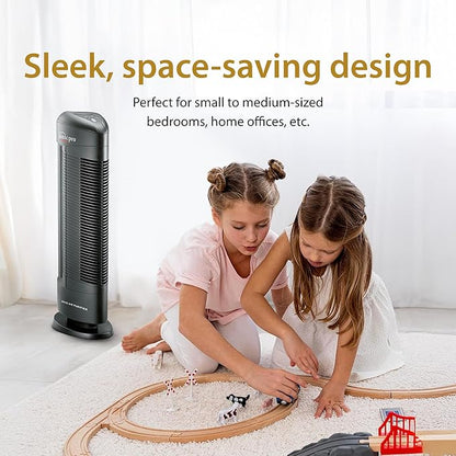 Ionic Pro Turbo (TA550) Ionic Air Purifier Tower for Home, Quiet Ionic Filterless Design, Covers Up to 500 Sq. Ft., Removes Odors, Smoke, Dust, and Allergens – Black