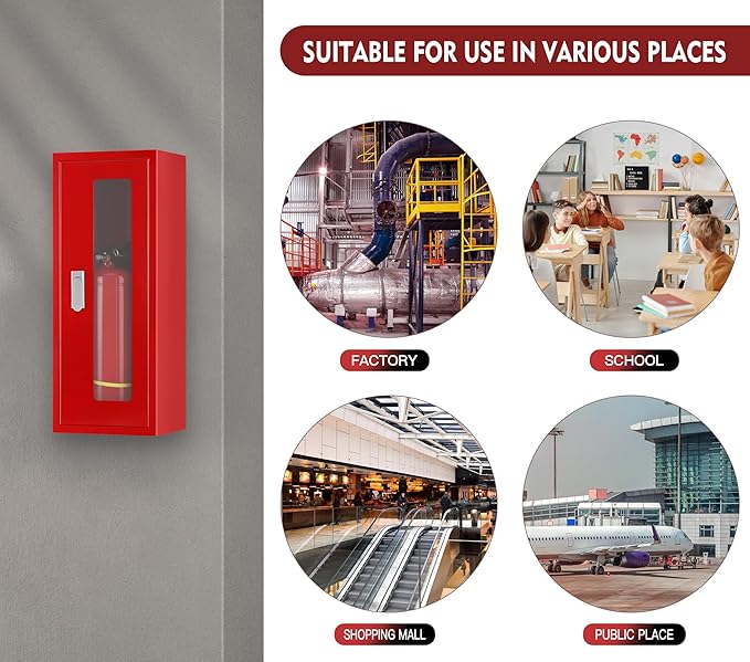 Fire Extinguisher Cabinet ,Wall Mount Fire Extinguisher Box ,Surface Mounted,25-9/16" H x 9-13/16" W x 6-7/8" D Heavy Duty Fire Extinguisher Mount Stainless Steel (red)