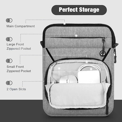 MoKo 9-11 Inch Tablet Sleeve Bag, Fits 11 inch iPad Air M3, iPad A16 2025, Pro 11 M4, 10/9/8/7th, Tab S8/S9 11, Multifunctional Bag with Shoulder and Headphone Port, Light Gray