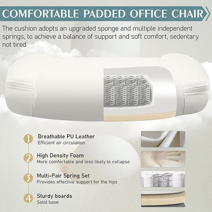 Leather Office Chair, PU Home Computer Desk Chairs with Ergonomic Back Support, 360°Swivel Free，Small Gaming Chair with Wheels and Adjustable Armrests, for Short People Use