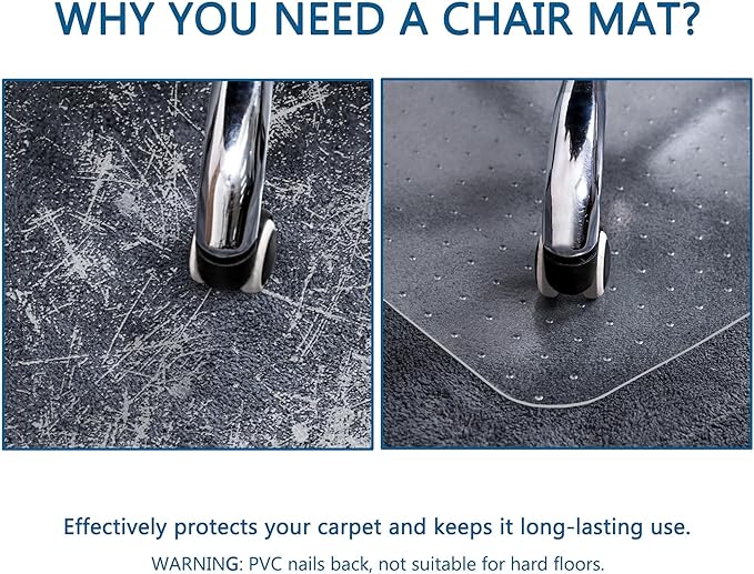 Office Chair Mat for Carpet, 36" x 48" Low Pile Carpet Protector Mat for Office Chair, Under Desk Office Mats for Rolling Chairs, Easy Glide, Rectangle