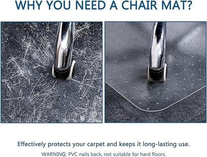 Office Chair Mat for Carpet, 45" x 53" Low Pile Carpet Protector Mat for Office Chair, Under Desk Office Mats for Rolling Chairs, Easy Glide, with Lip