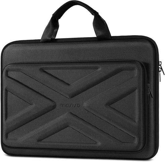 MOSISO 17-17.3 inch Laptop Hard Case, 17 inch Shockproof Waterproof Laptop Case Hard Shell Compatible with MacBook HP Dell, Carrying Sleeve Computer Bag with Sturdy Handle&Front Pocket&Belt, Black